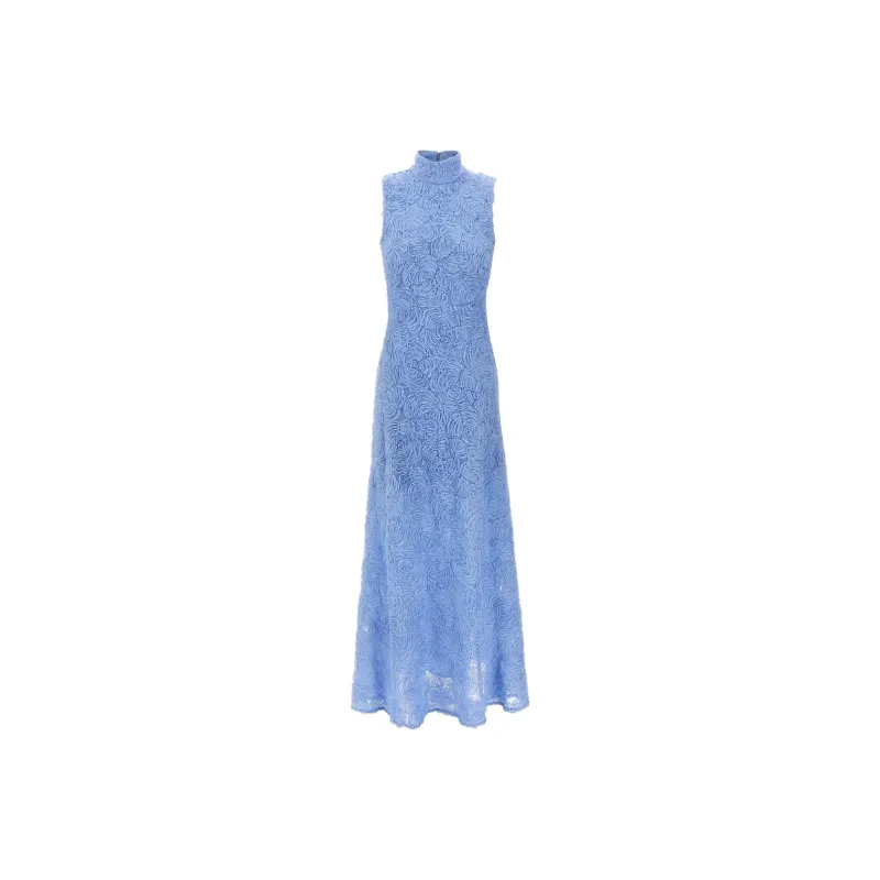 Rotate Flower Mesh Sleeveless Maxi Dress-0