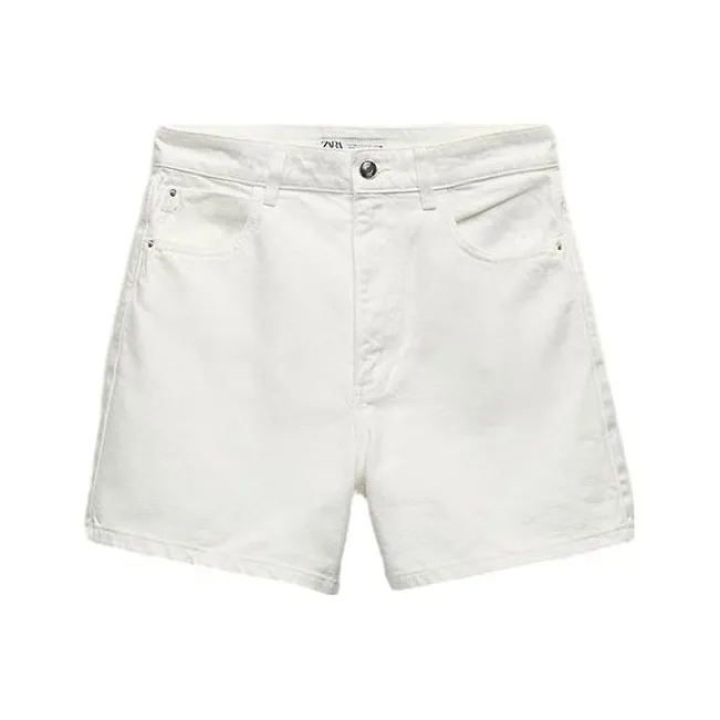 ZARA Denim Shorts Women's White-0