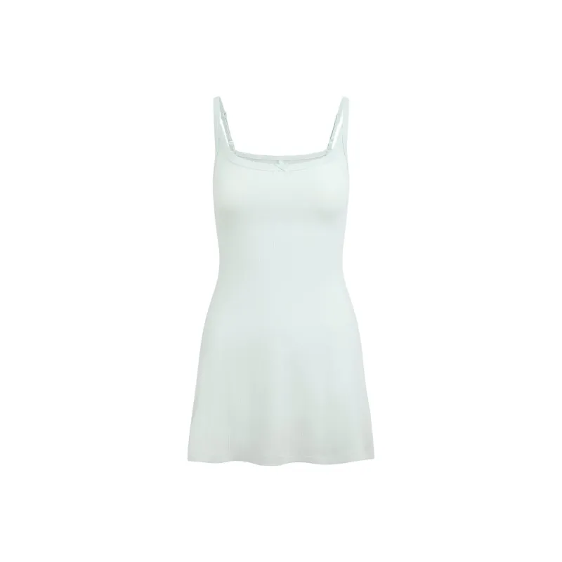 SKIMS SS25 DROP NEEDLE POINTELLE CAMI MINI DRESS Slip Dress Women's FROST/Frost-0