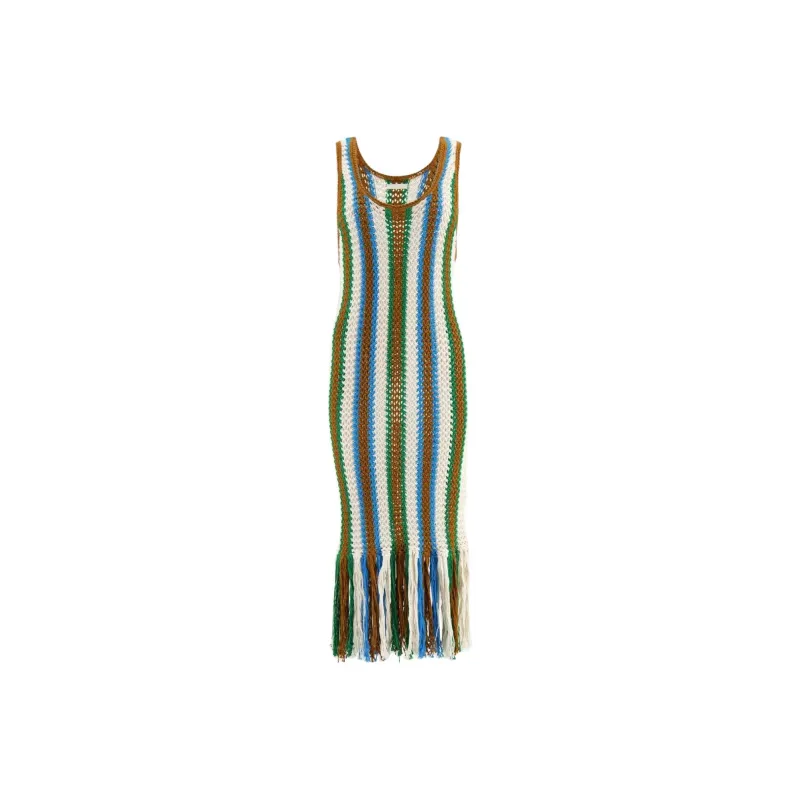 MOTHER Striped Crochet Dress-0