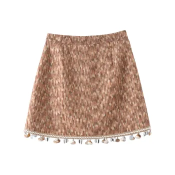Miss Chipmunk Casual Short Skirts Women's Floral Orange
