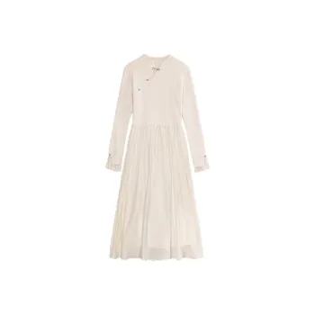 Alxnan Long Sleeved Dress Women's Apricot