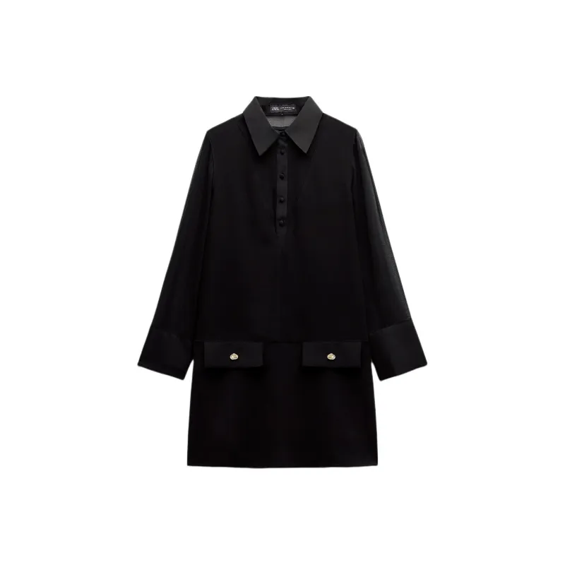 ZARA Long Sleeved Dress Women's Black-0