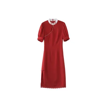 JINYE ORIENTAL Cheongsam Women's Red White