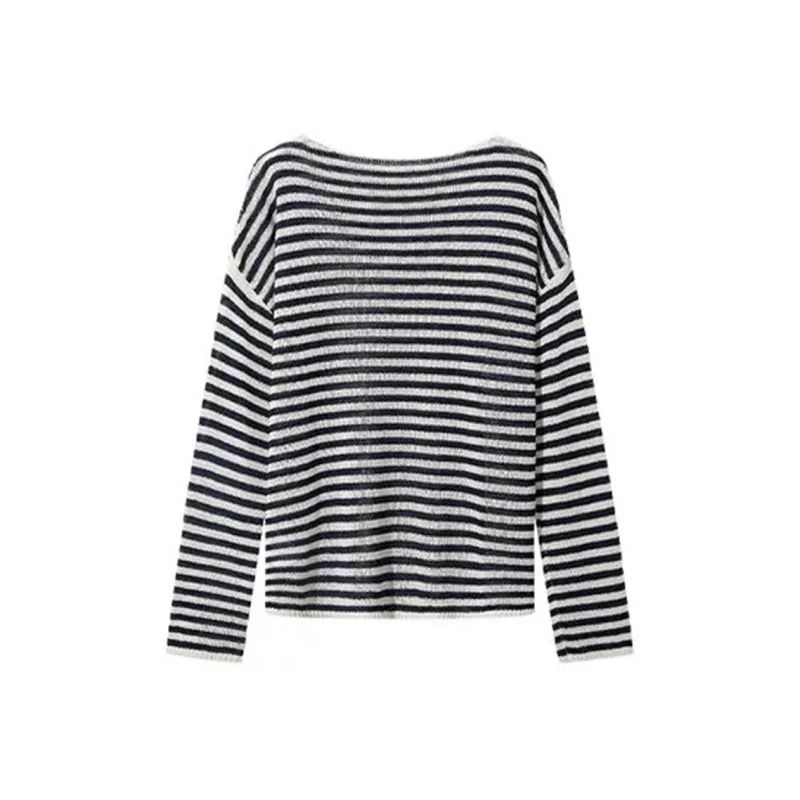 ERIRI Knitwear Women's Navy Blue Stripes-1