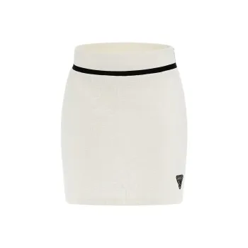 GUESS Embossed Gj Logo Mini Skirt Casual Short Skirts Women's White