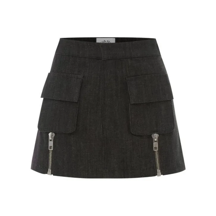With Jean Denim Short Skirts Women's Black-0