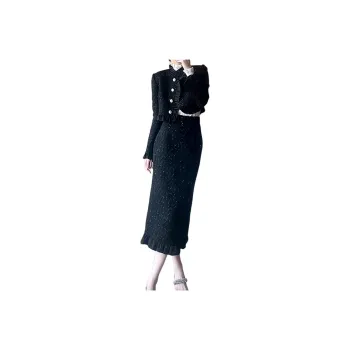Wbwq Two Piece Skirt Sets Women's Black