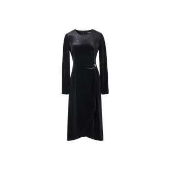 Yan Domain Long-Sleeved Dresses Women's Black