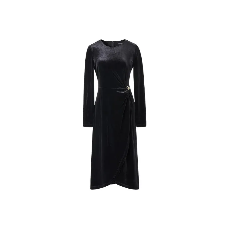 Yan Domain Long Sleeved Dresses Women's Black-0