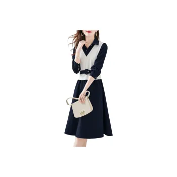 Still Quiet Long Sleeved Dresses Women's Blue
