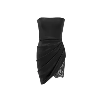 SAINT LAURENT Lace Detailed Strapless Dress
