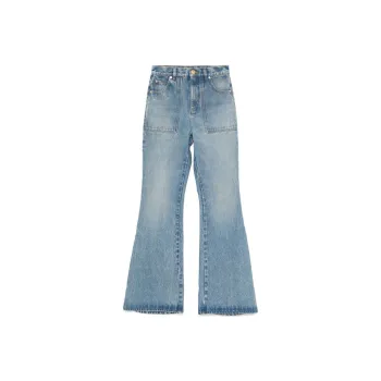BALMAIN High Waisted Flared Denim Jeans