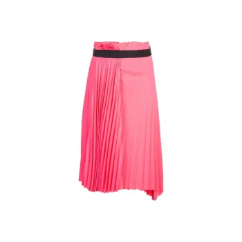 Balenciaga Pleated Logo Skirt 'Fluo Pink'