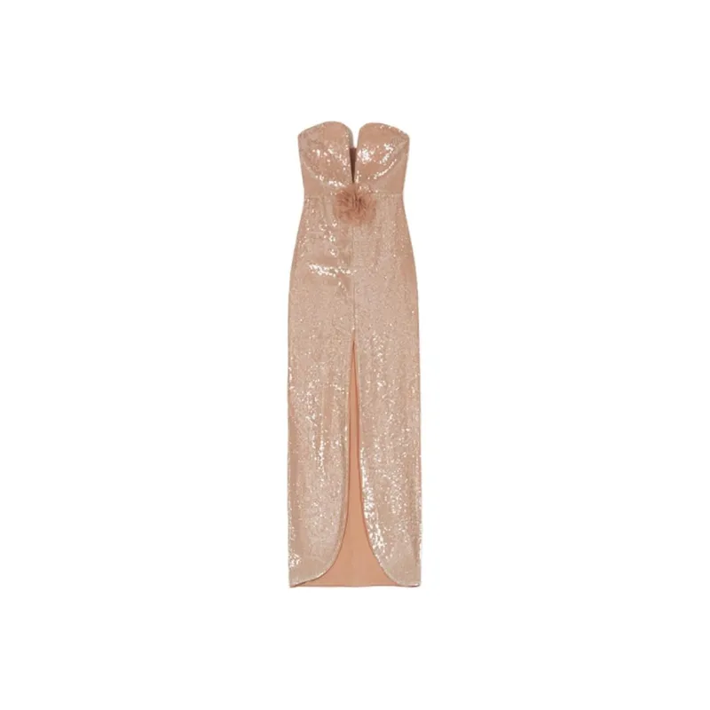 Self portrait Sleeveless Dress Women's Light Gold-0