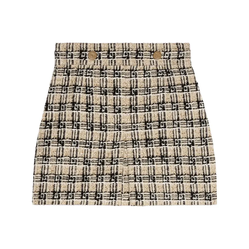 GUCCI Square G Check Tweed Skirt-0