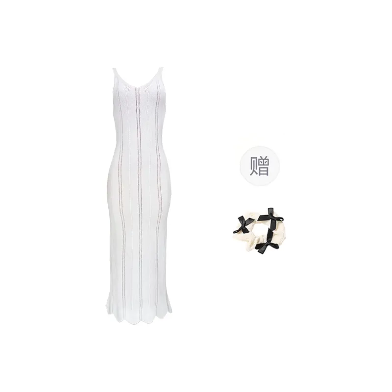 TORIGHT Slip Dress Women's White Comes With Bowknot Hair Tie-0