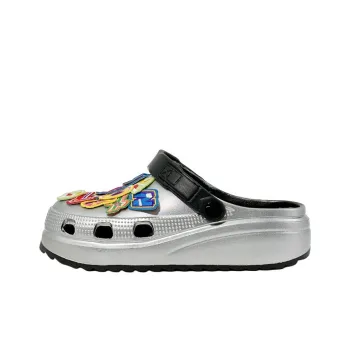 KLAOSD Clogs Unisex All Silver Black Strap