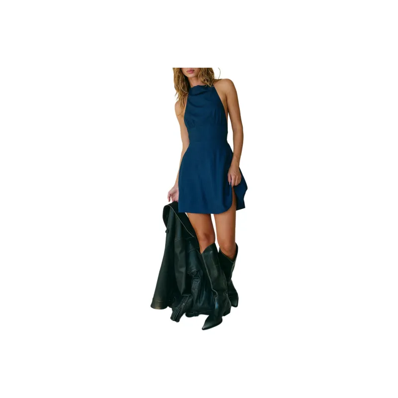 FREE PEOPLE Callie Chic Mini Sleeveless Dress Women's Darkest Night/Night Blue-0