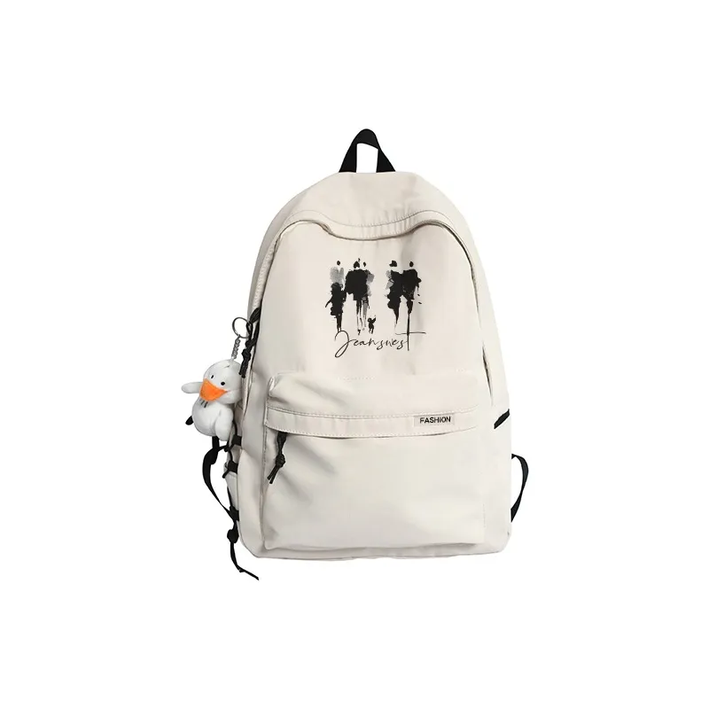 JEANSWEST Nylon Backpack Unisex White/Black-9