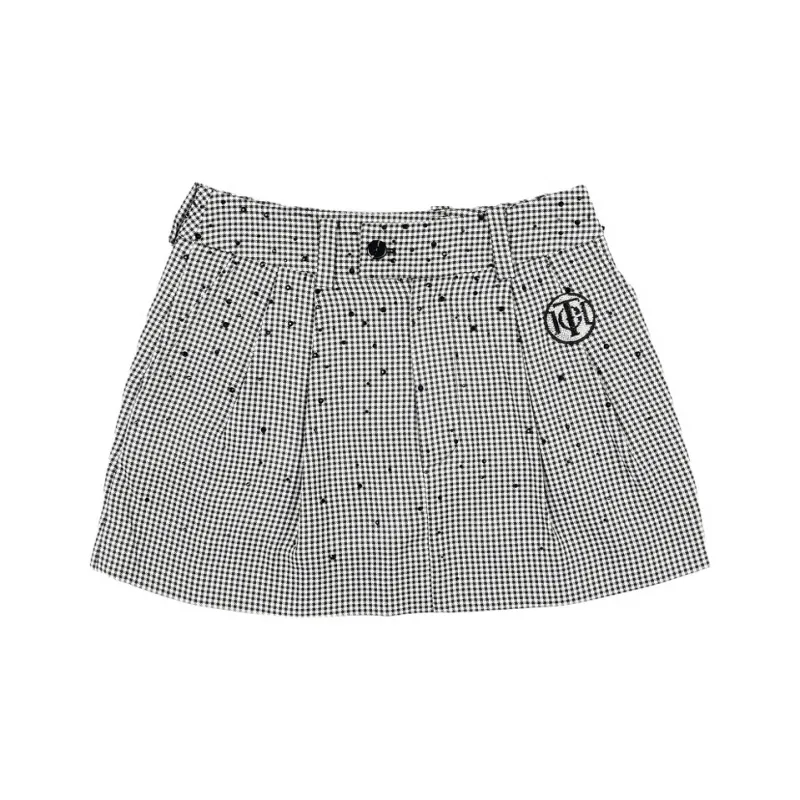 TCH Casual Short Skirts Women's Black White Plaid-0