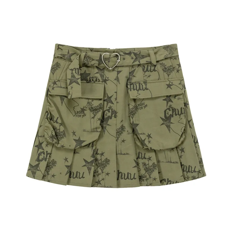 CHUU Casual Short Skirts Women's Army Green-0