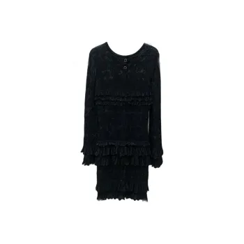 CHANEL Long Sleeved Dress Women's Black
