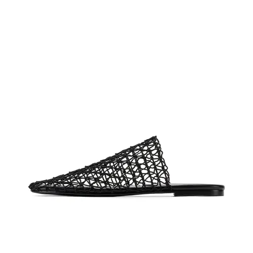 GG CC Woven Abrasion Resistant Slip Resistant Flat Outerwear Closed Toe Slippers Women's