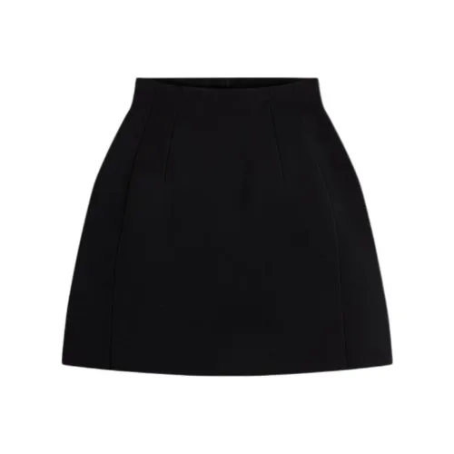 SCANLAN THEODORE Crepe Knit Peplum Skirt Casual Short Skirts Women's BLACK/Black