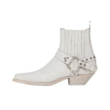 SONORA BOOTS HIDALGO BELT Short Chelsea Boots 3.5cm Women's White