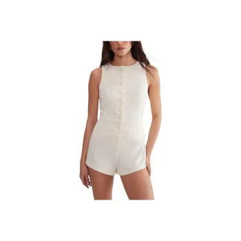NASTY GAL Essentials Tailored Playsuit Jumpsuit Women's Ivory