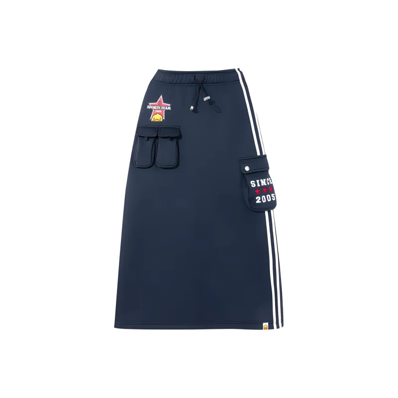 B.Duck Casual Long Skirts Women's Navy Blue-0