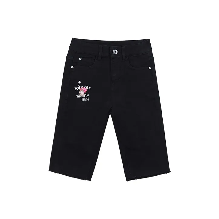 LALABOBO Denim Shorts Women's Black Denim-0
