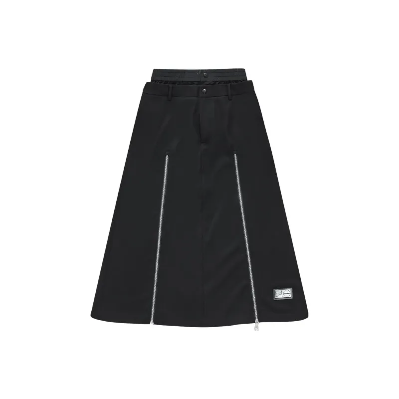Beams X FILA FUSION Casual Long Skirts Women's Jet Black-0