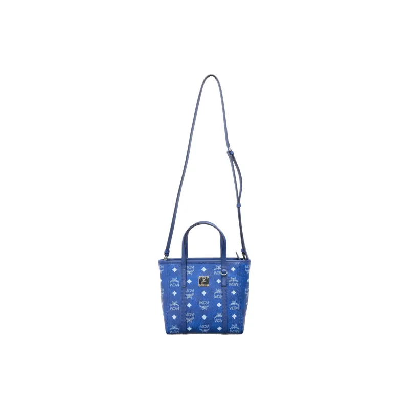 MCM Toni Visetos Artificial Leather Tote Bag, Shopping Bag, Shoulder Bag, Crossbody Bag, Handbag Mini Women's Blue-1