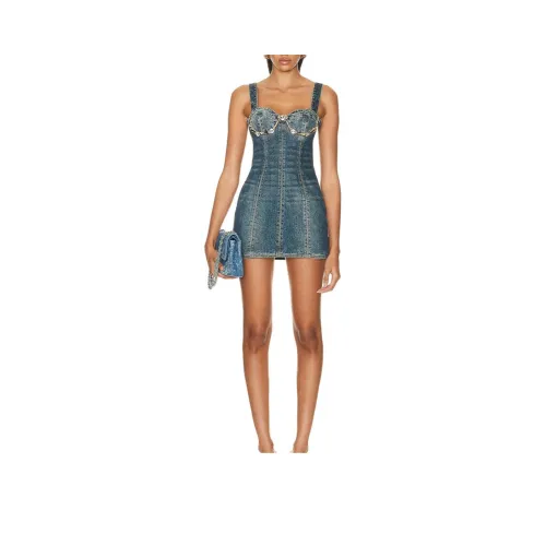 AREA Claw Cup Denim Minidress