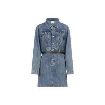 ZCDECO Long Sleeved Dress Women's Denim Blue