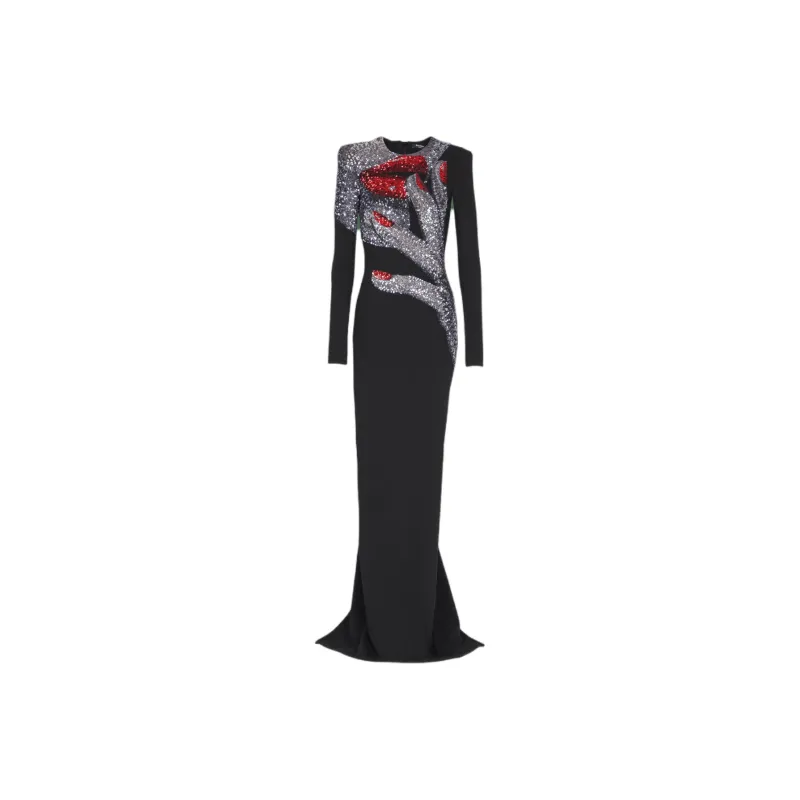 BALMAIN High Neck Maxi Dress-0