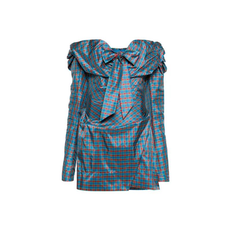 Vivienne Westwood Tartan check Off shoulder Minidress-0