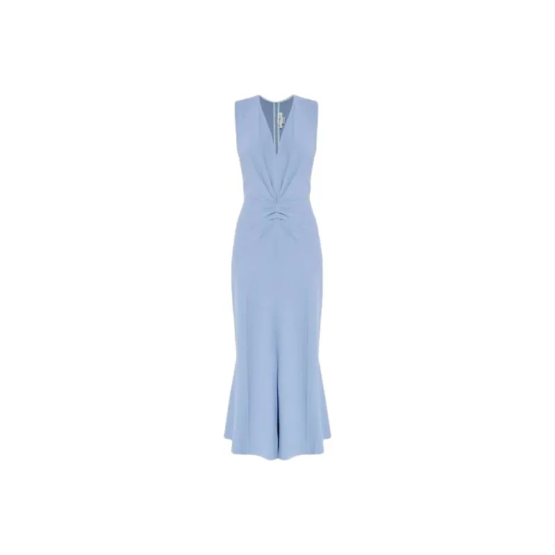 Victoria Beckham Exclusive Sleeveless Gathered Waist Midi Dress-0
