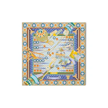 LOUIS VUITTON Silk Scarves Women's Blue Yellow