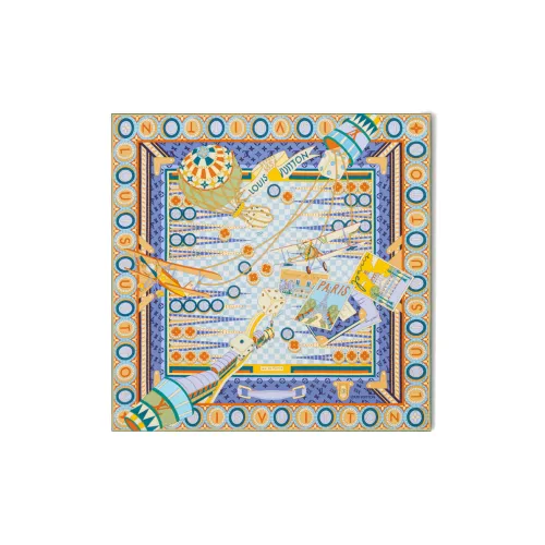 LOUIS VUITTON Silk Scarves Women's Blue Yellow