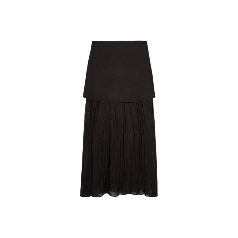 ZARA Casual Long Skirt Women's Brown-1