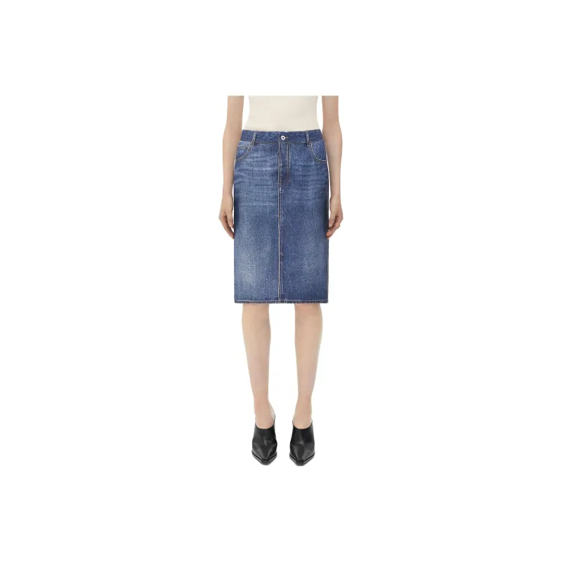 Bottega Veneta Denim Midi Skirt-0