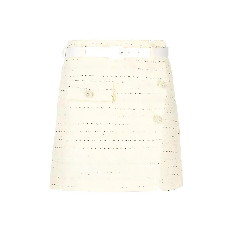 Self portrait Belted Bouclé Miniskirt-0