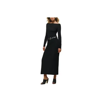 REFORMATION Zoya Knit Dress Long-Sleeved Dresses Women's Black