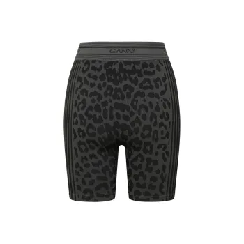 GANNI Leopard Printed Seamless Jacquard Shorts