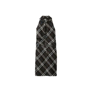 Burberry Chcked Belted Waist Sleeveless Dress