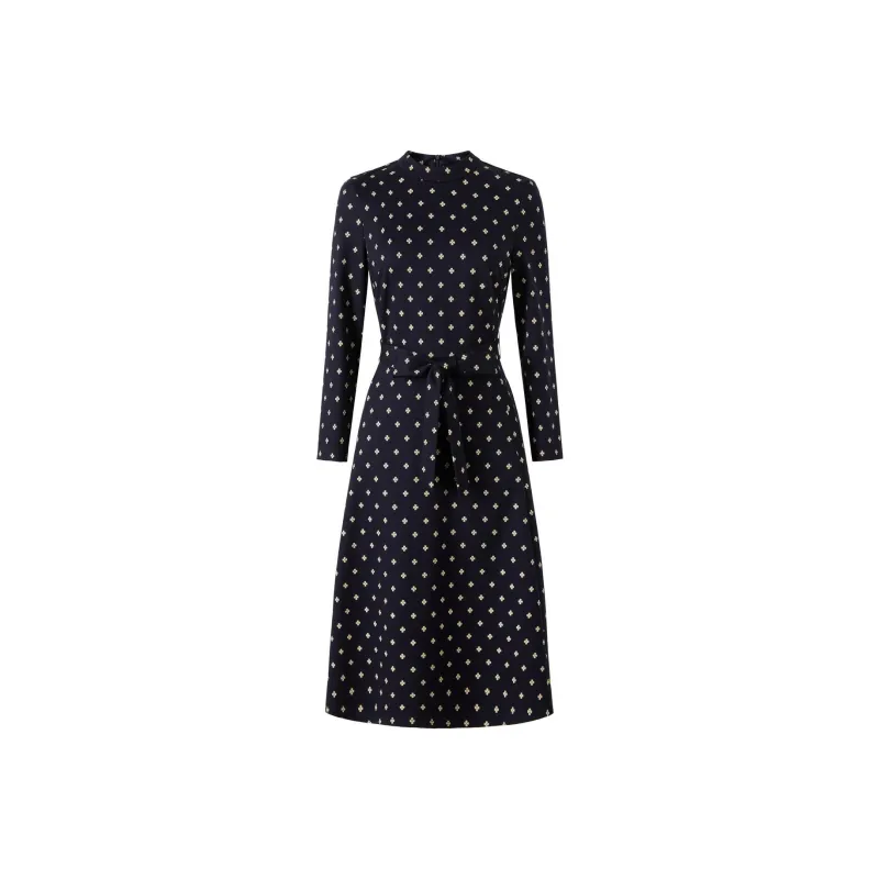 JZ. ANNAKRO Long Sleeved Dresses Women's Floral Dark Blue-0