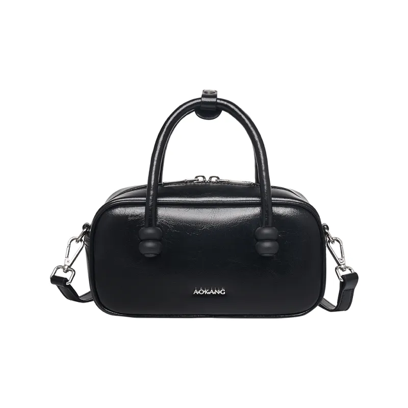 AOKANG Cow Leather Bowling Bag One Shoulder Underarm Crossbody Handbag Regular Women's Multicolor-15